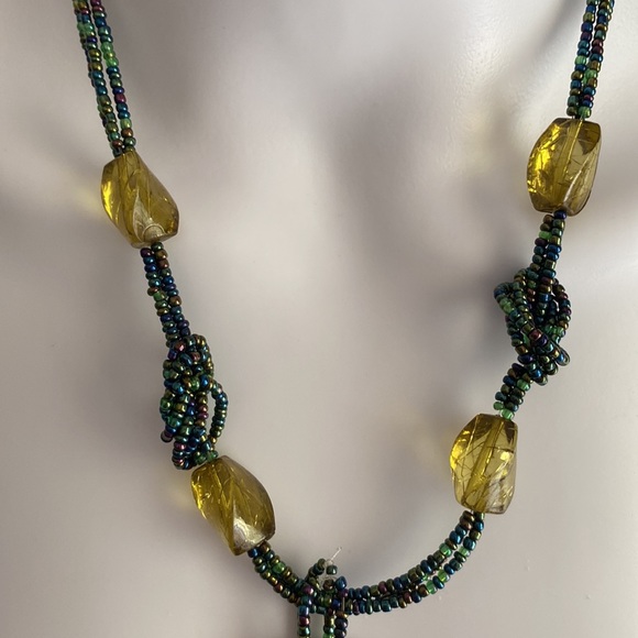 Three Strand Beaded Necklace with Shell Pendant - Picture 3 of 4